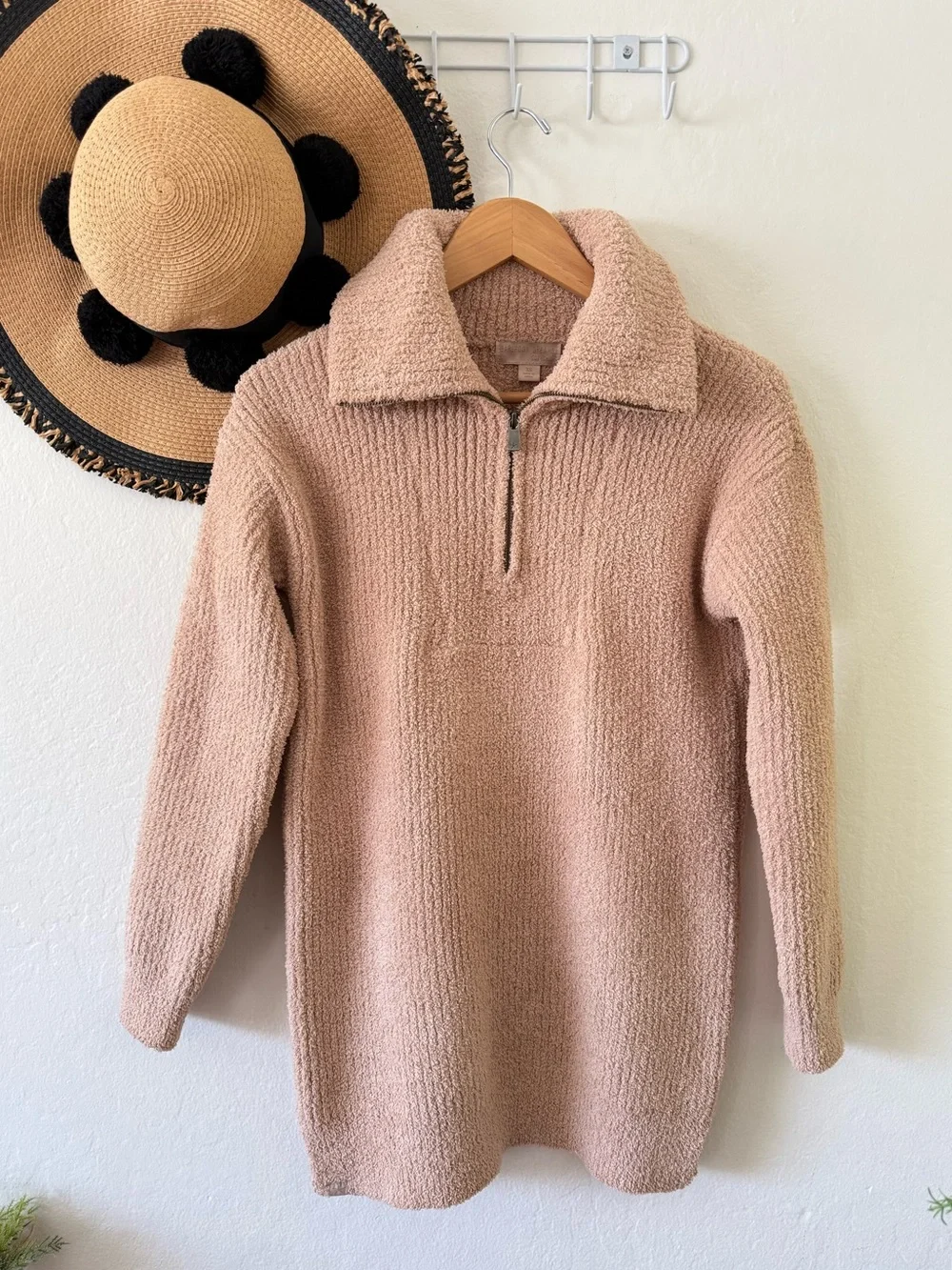 Barefoot Dreams CozyChic Fuzzy Half Zip Tunic Sweater Size XS